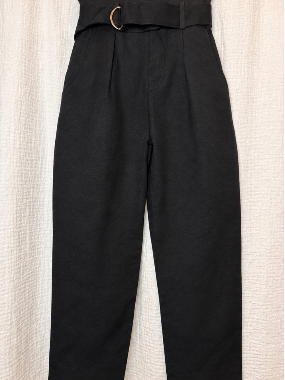 IRO Paris Benet Black High-Waisted Belted Pleated Trousers Pants FR 32 US 00